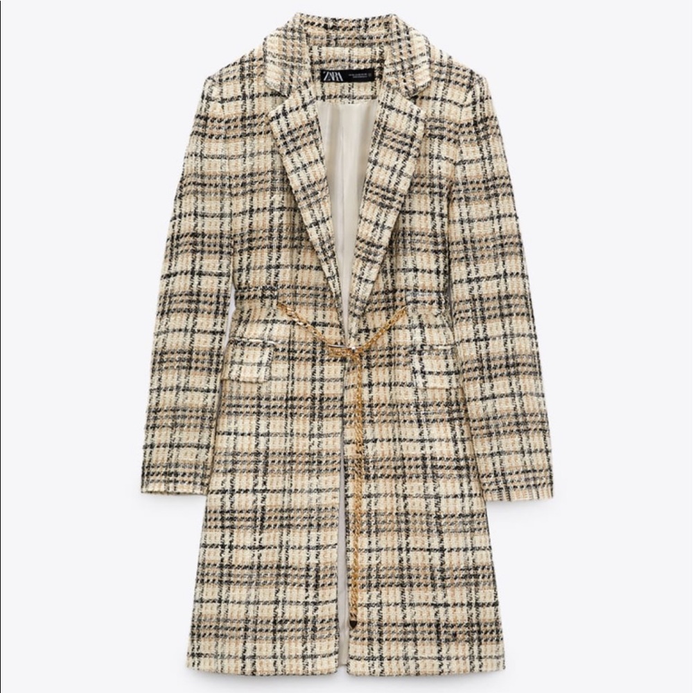 Zara Tweed Structured Lapel Jacket